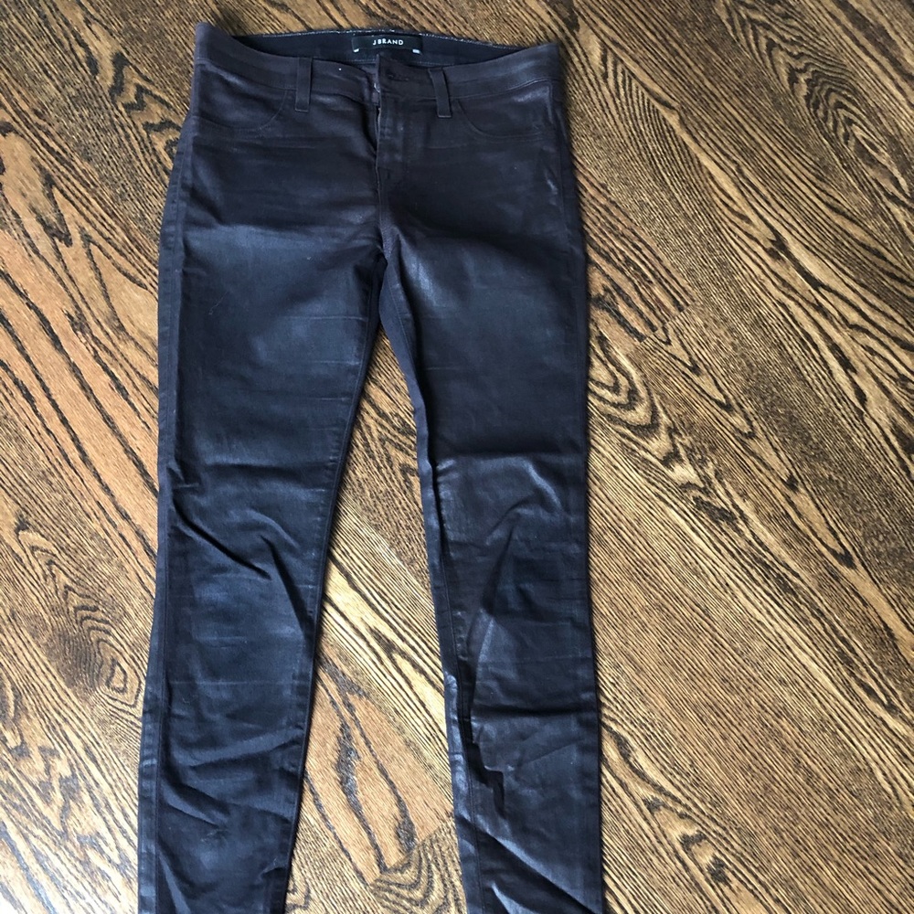 Used Burgundy jBrand wax coated skinny jeans
